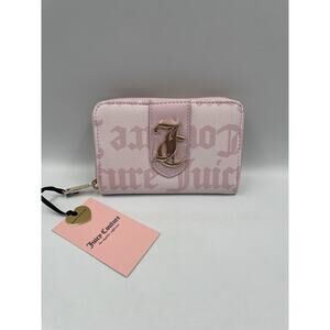 NWT Juicy Couture Overstated Pink Juicy Multi Compartment Zip Around Wallet